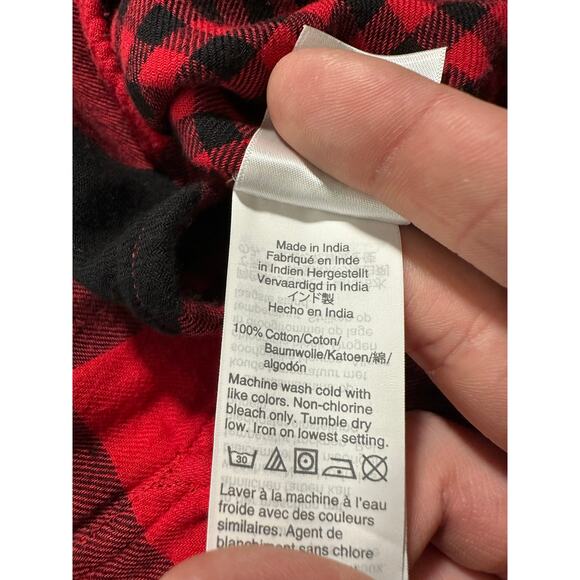 J Crew Classic Flannel Buffalo Plaid Red Black Western Preppy Size 0 Loose Fit - Picture 10 of 12